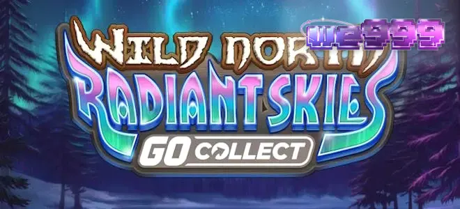 Wild North Radiant Skies GO Collect سلاٹ کا ایک منظر جس میں شمالی روشنیوں کا پس منظر ہے۔